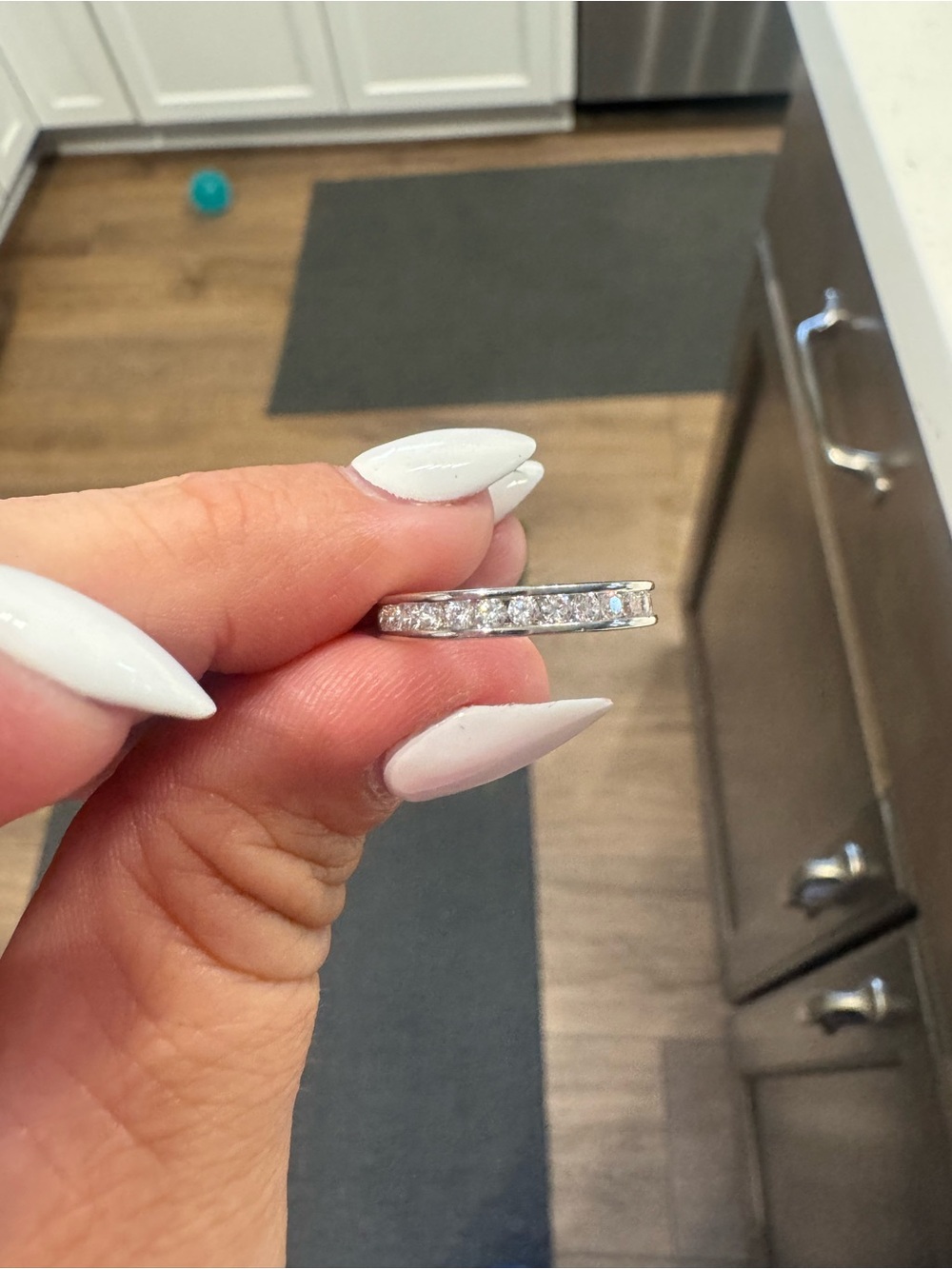 Classic Women's Sterling Silver Channel-Set Cubic Zirconia Band - Picture 3 of 4